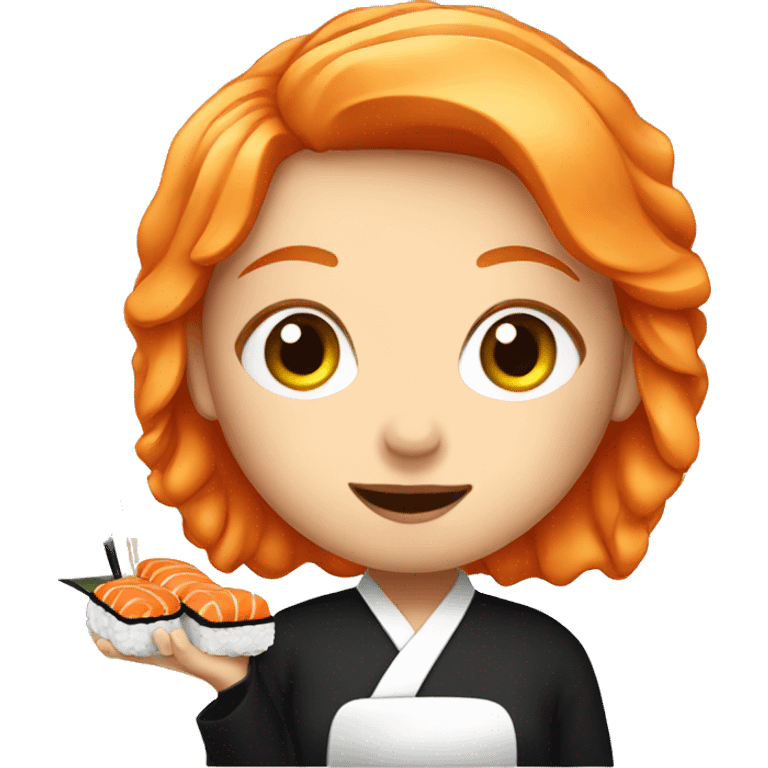 orange haired girl eating sushi  emoji