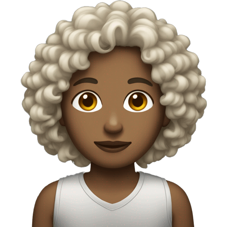 person with curly hair light dark skin emoji