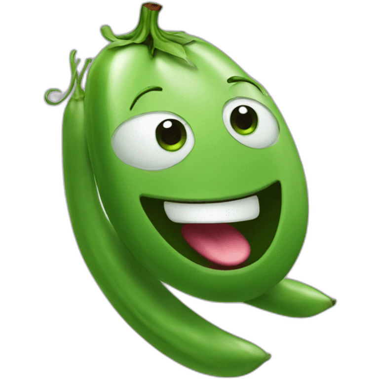 Excited green bean emoji