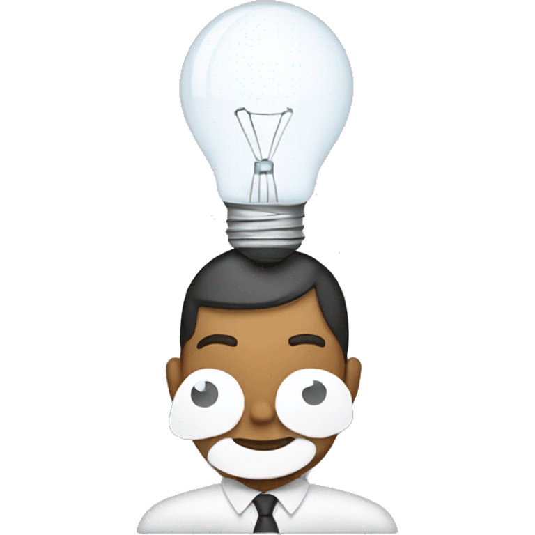 man with laptop and light bulb above head emoji