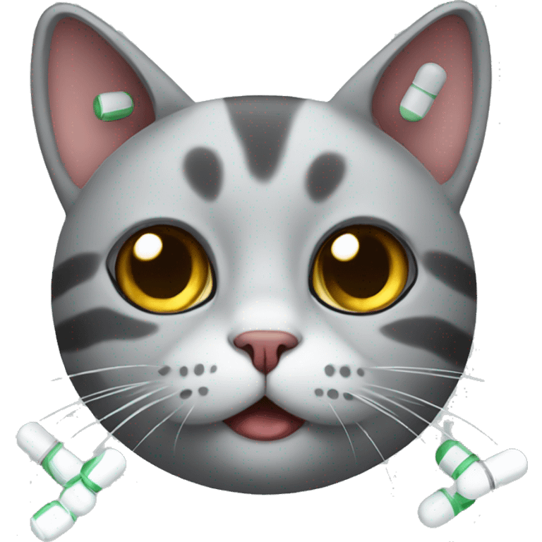 cat with medical pills emoji