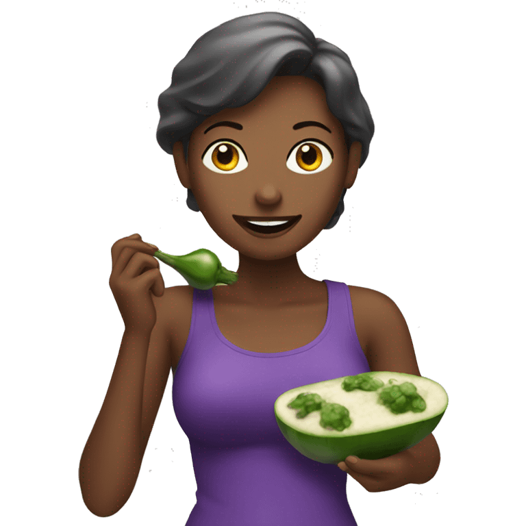 Women eating eggplant  emoji