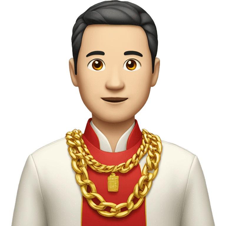 rich chinese man with gold chain in national dress emoji