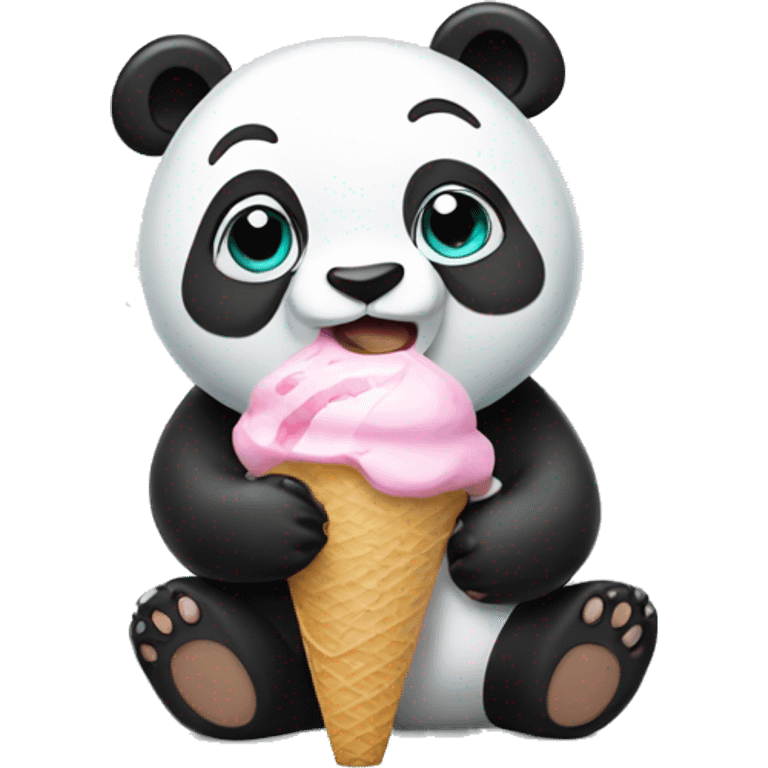 Panda eating ice cream emoji