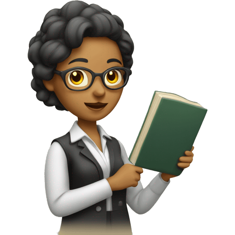 Teacher woman with a book and a pointer  emoji