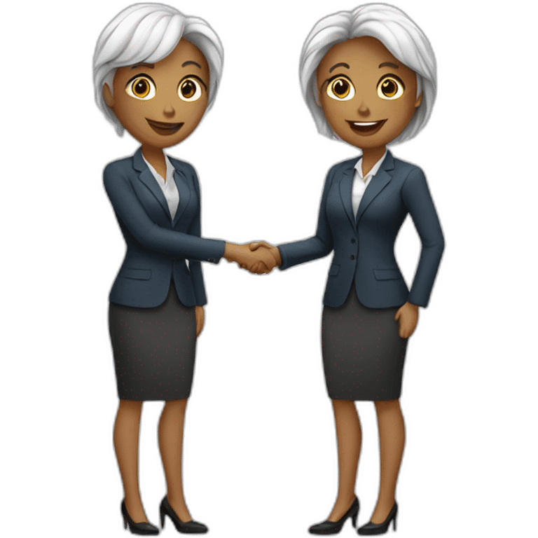 two white business women with different hair colors shaking hands emoji