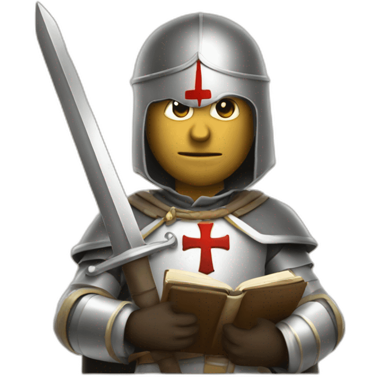 templar soldier holding Bible and sword emoji