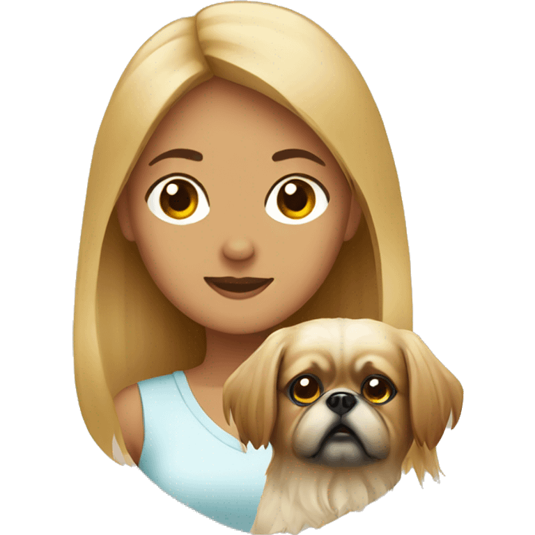 Women with Pekingese emoji