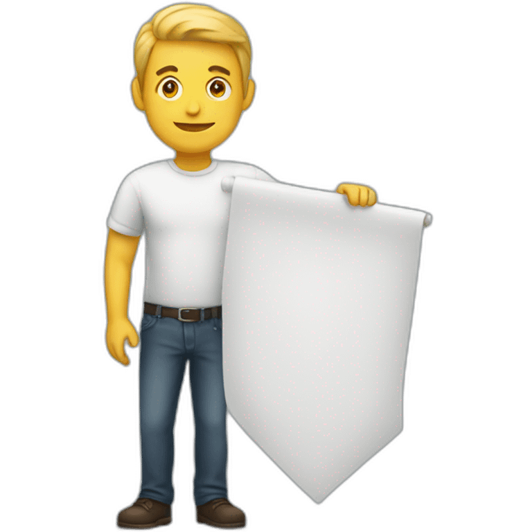 man holding banner emoji