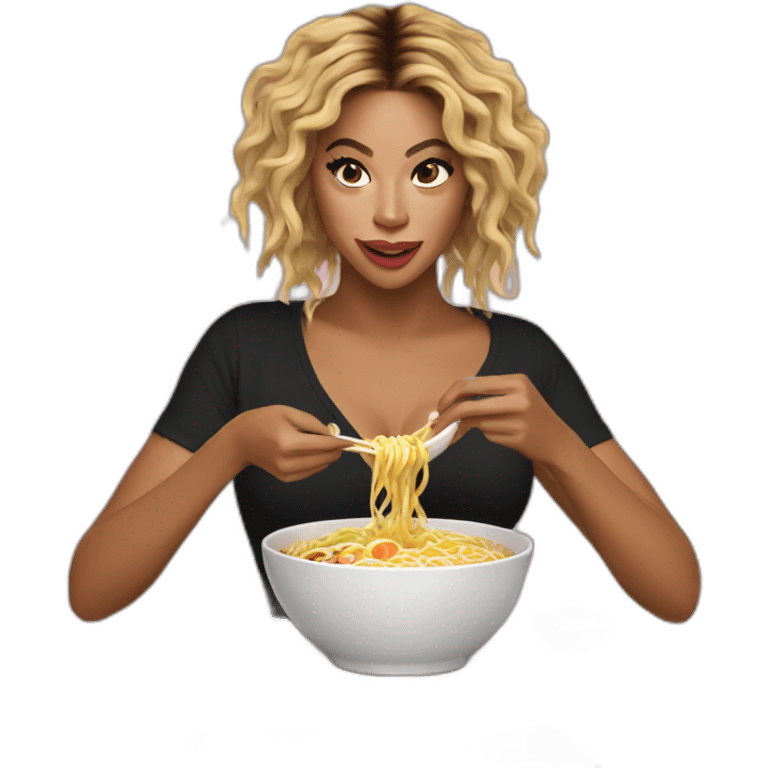 Beyoncé eating ramen emoji