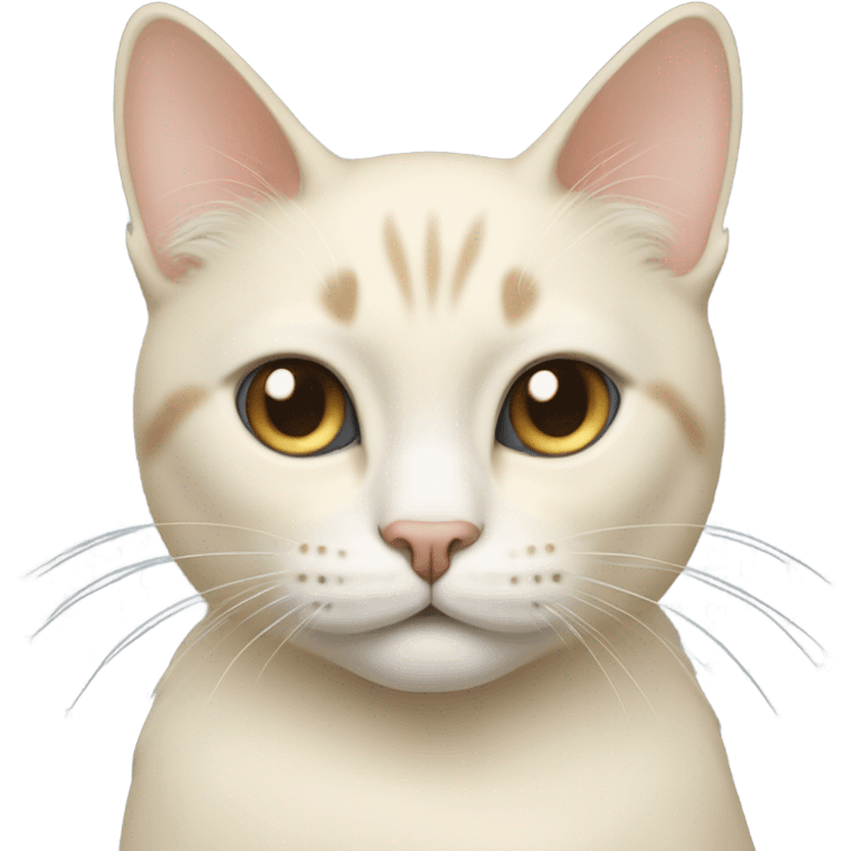 Cream colored cat face with grey eyes emoji