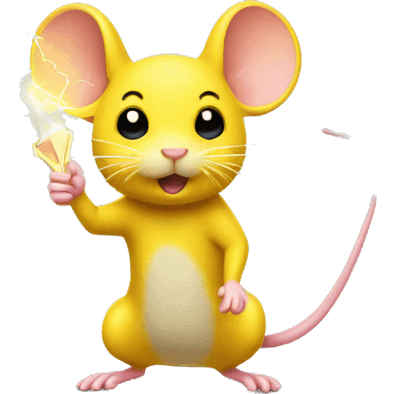 electric yellow mouse with a lightning bolt tail emoji