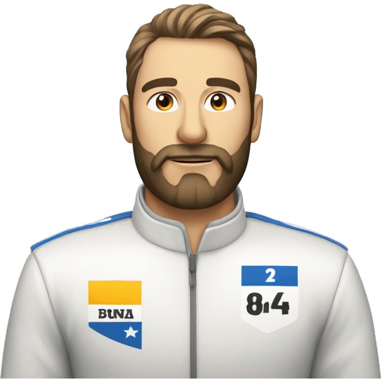 bold man with beard in racing sui emoji