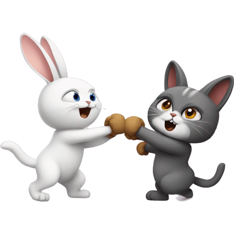 cat and rabbit fight emoji