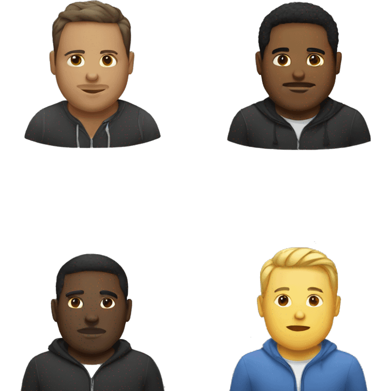 White fat man and black man short hair emoji