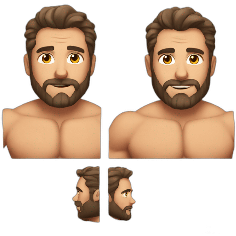 Hot bearded shirtless muscled dad, salt and pepperhair emoji