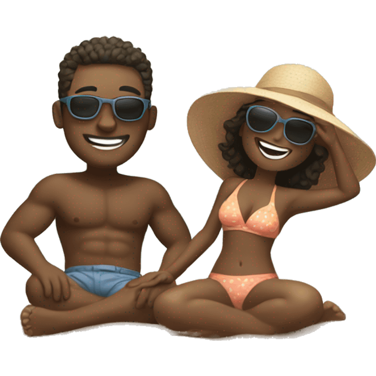 happy duo at the beach emoji