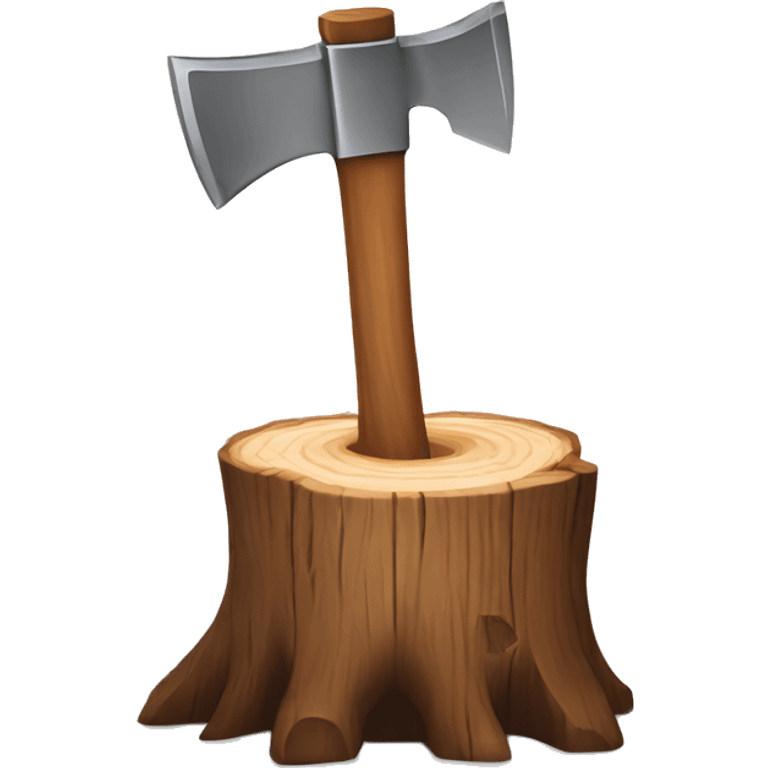 wood stump with axe cutting into it emoji