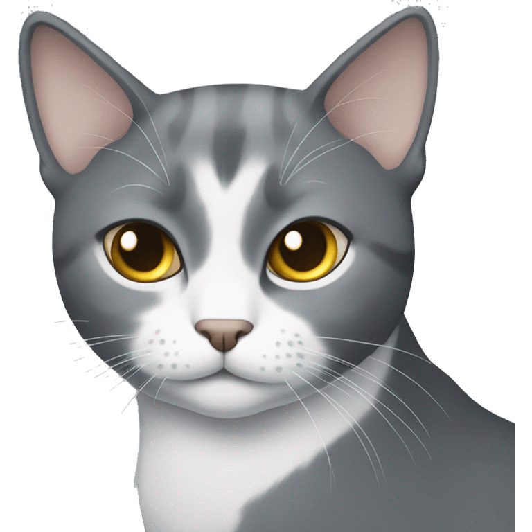 Grey cat with white patch on chest  emoji