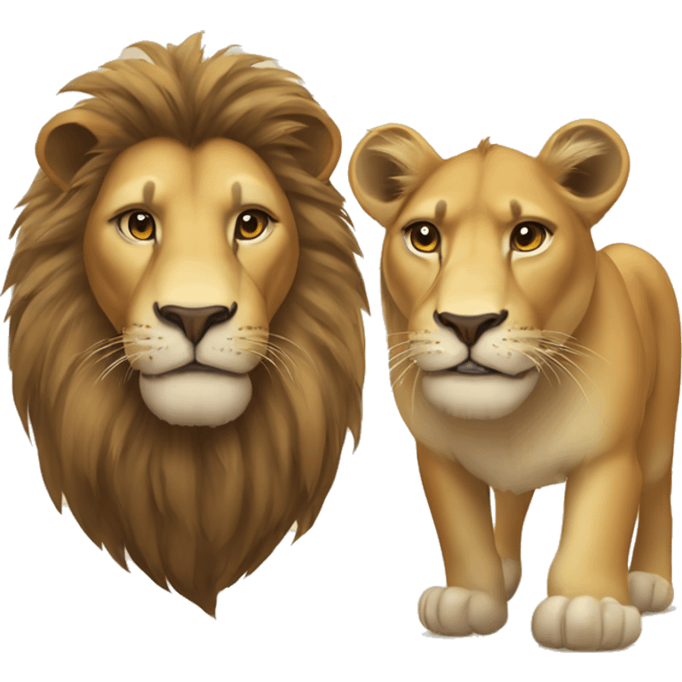 Lion and lioness  emoji