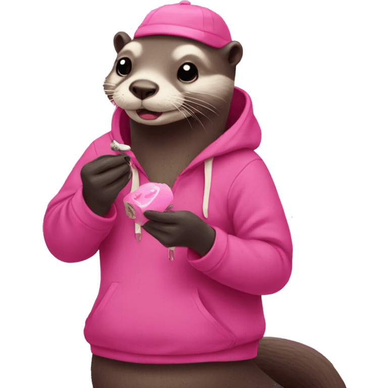 Pink otter painting nails emoji