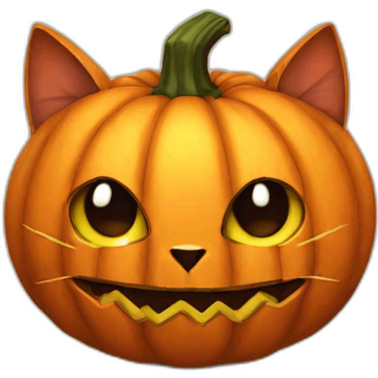 Pumpkin cat with bat emoji