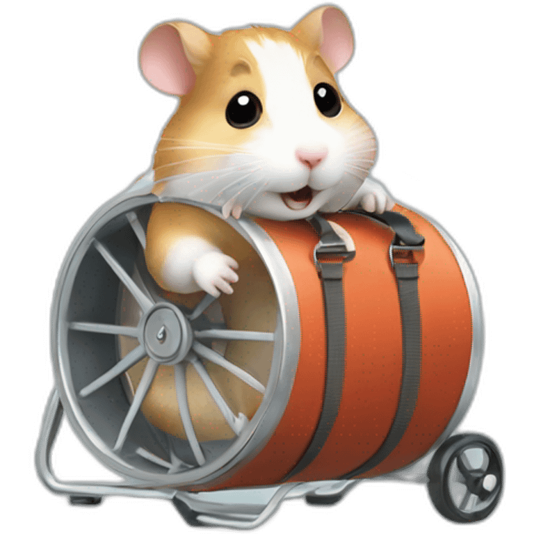 hamster with office bag running in hamster wheel emoji