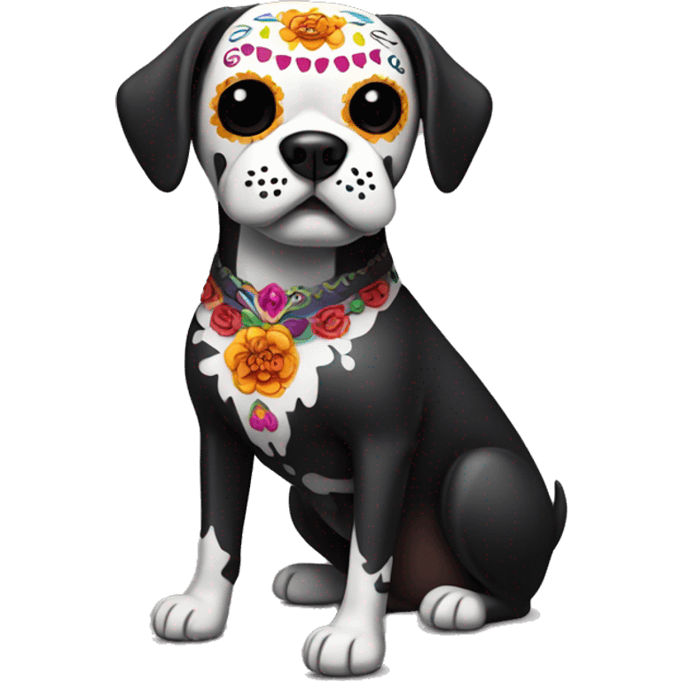 Dia De Los Muertos full body sugar skull dog emoji