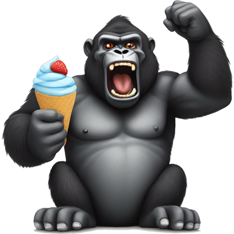 Angry Gorilla eating icecream emoji