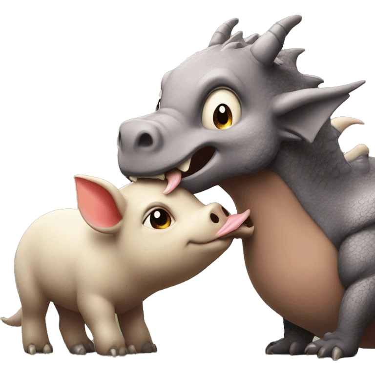 dragon kissing wild pig emoji