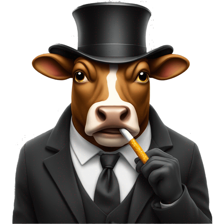 Bull wearing top hatsmoking emoji