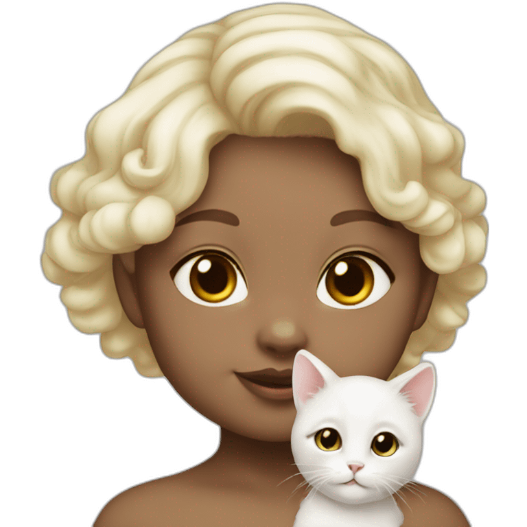 Baby girl light skin - 1 white cat- 1 black cat emoji