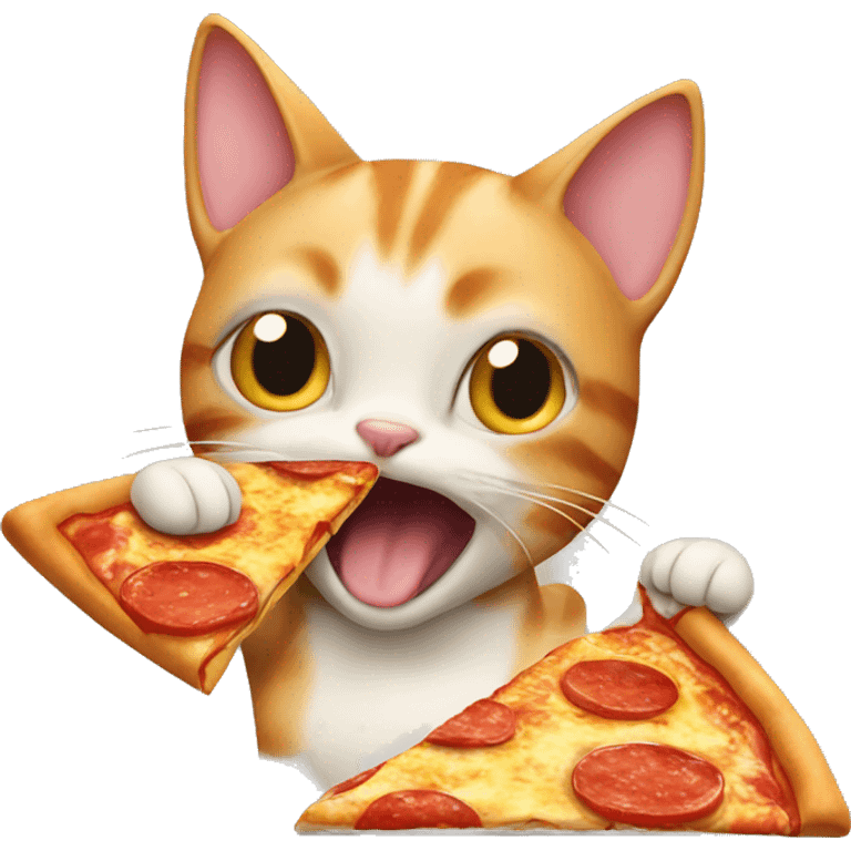 Cat eating pizza emoji