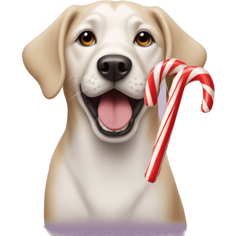 Dog eating a candy cane emoji