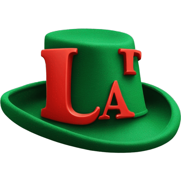 a green and red hat with the two letters QA wrtten on it emoji