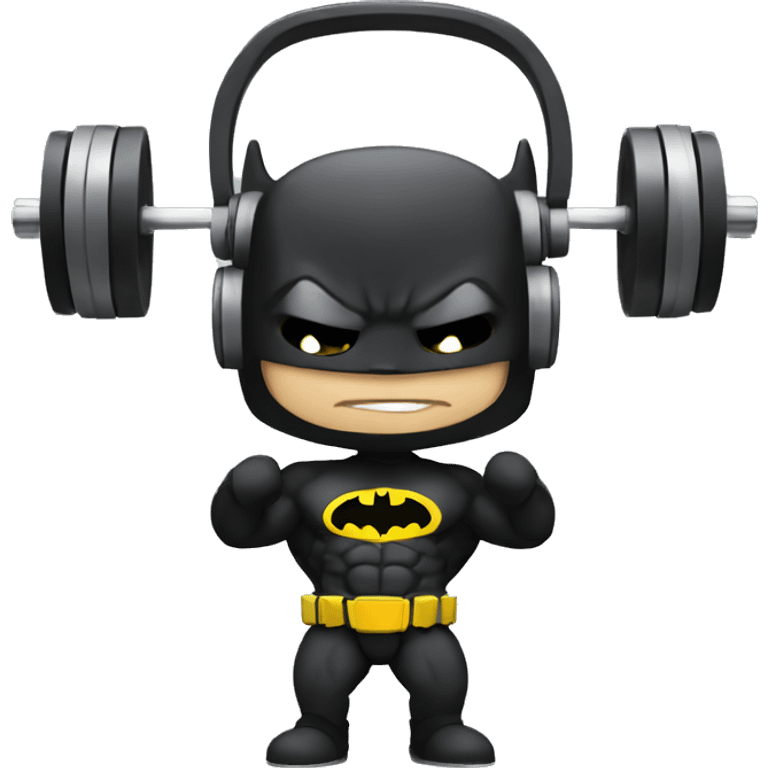 Batman doing weight lifting with headphones  emoji