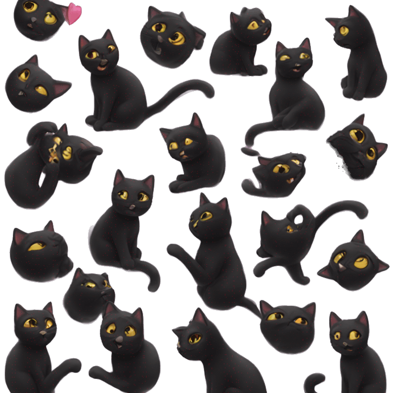 Black cat kisses emoji