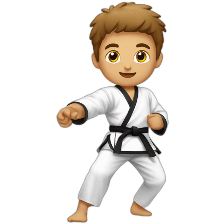 un niño de 8 años trigueño practicando taekwondo emoji