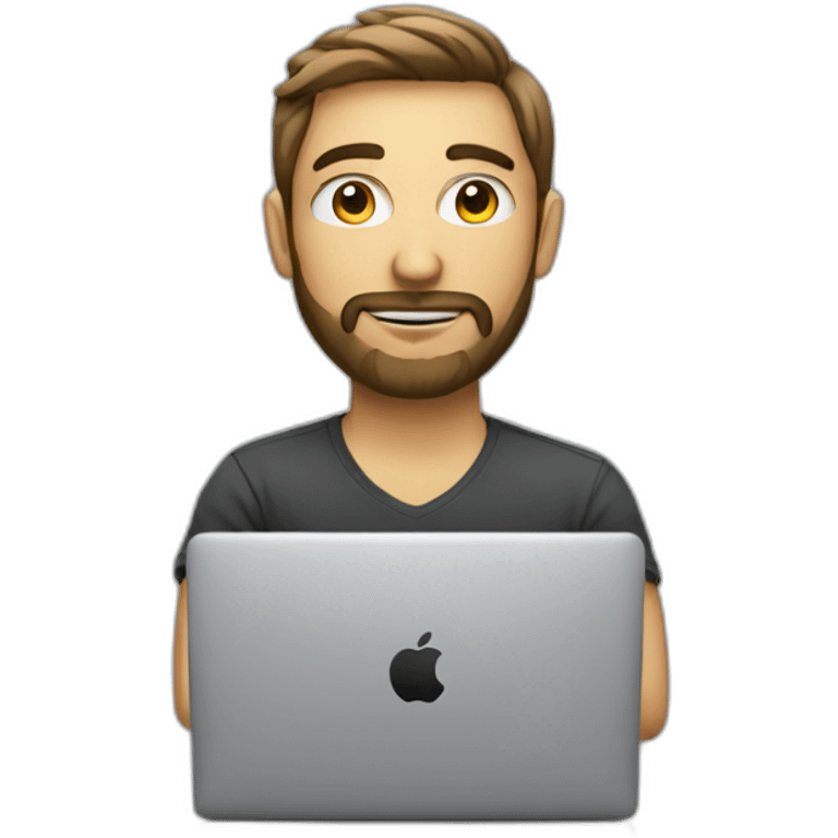 programmer with a little beard and work with MacBook emoji