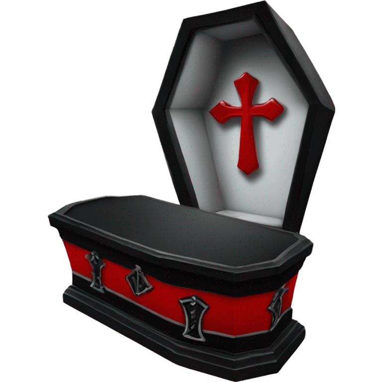 Red and black Gothic coffin with a ankh ￼ emoji