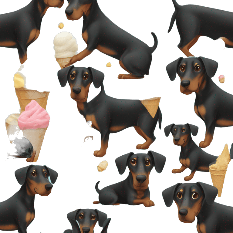 Doberman eating ice cream emoji