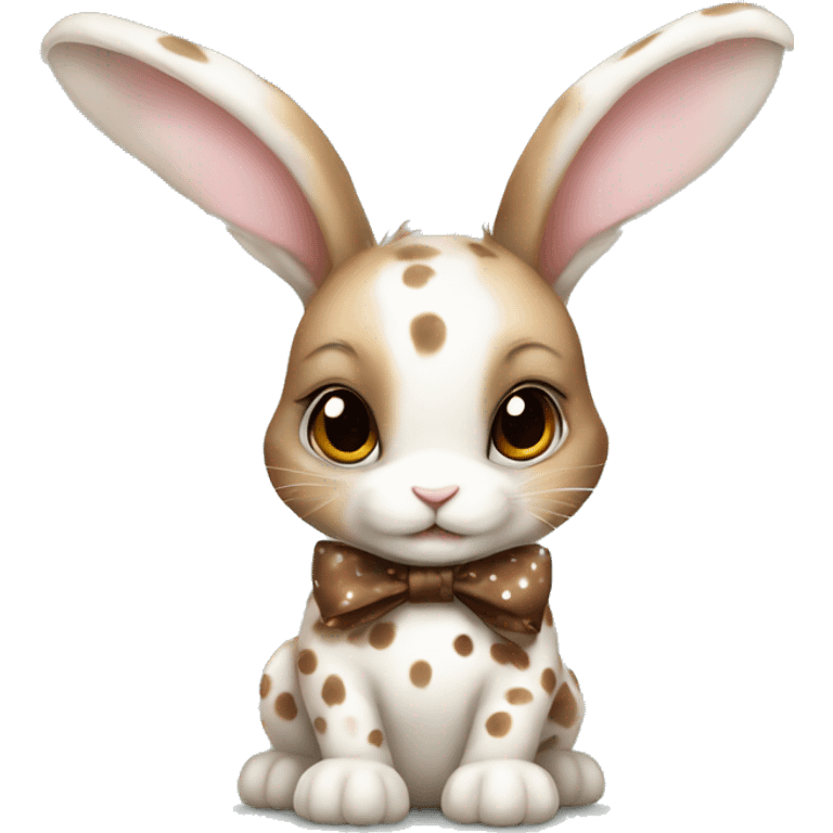 realistic baby bunny with spots with and a brown bow emoji