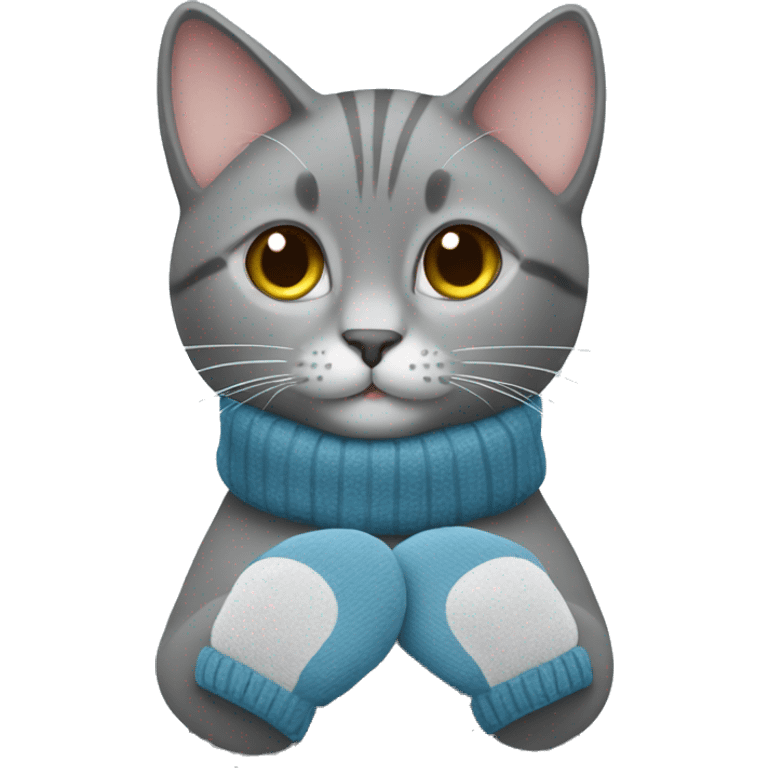 Grey cat with mittens on emoji