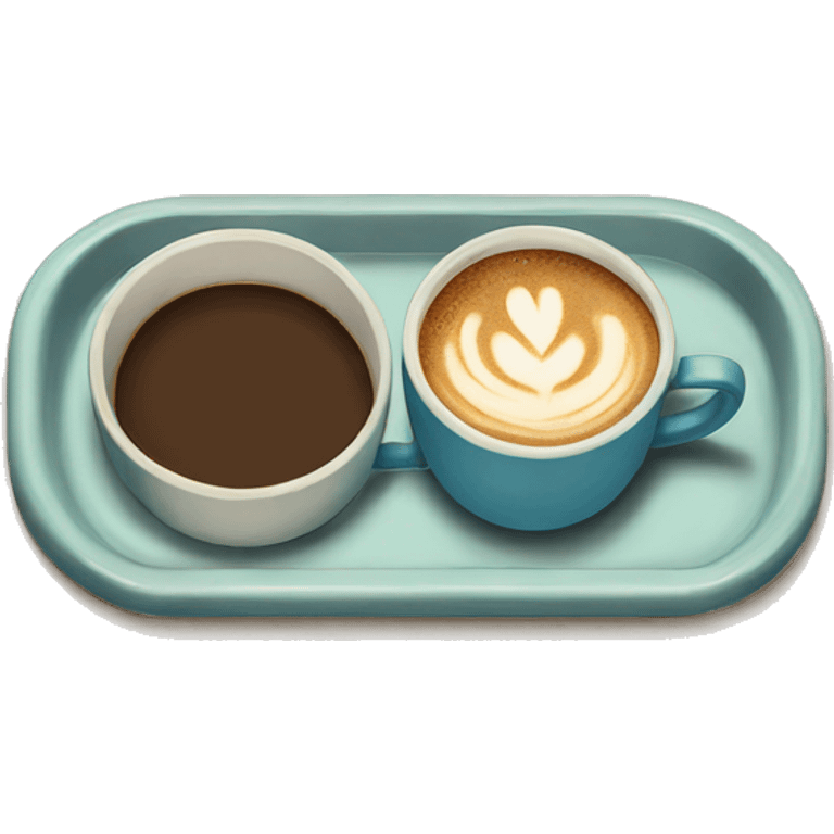 vintage tray with coffee cup emoji