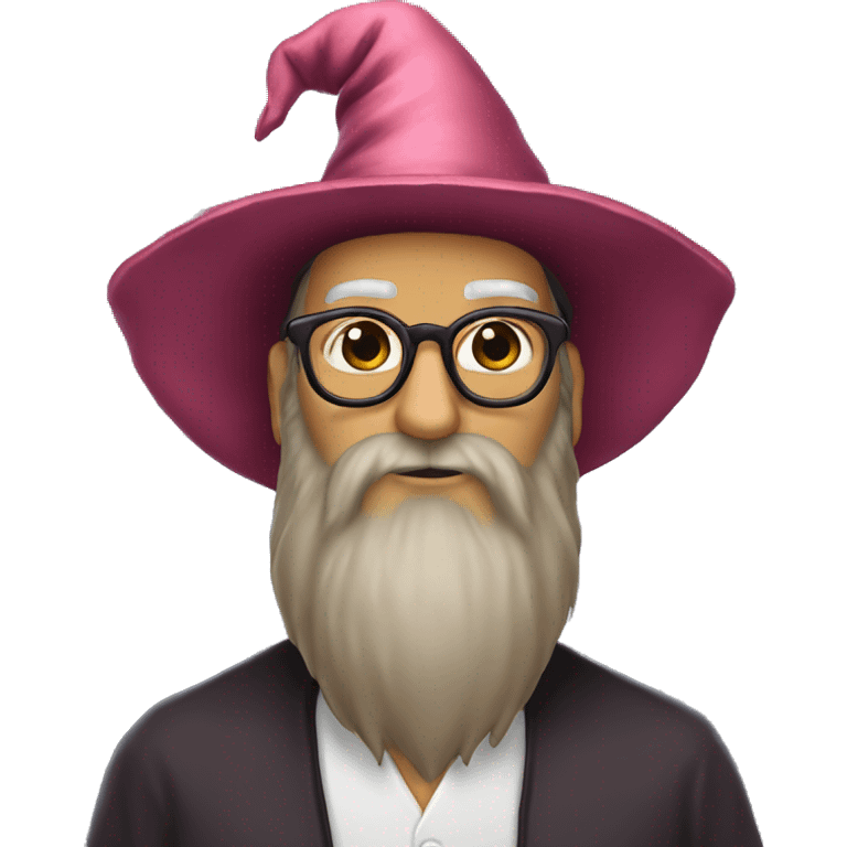 rose colored glasses long beard  wizard hat emoji