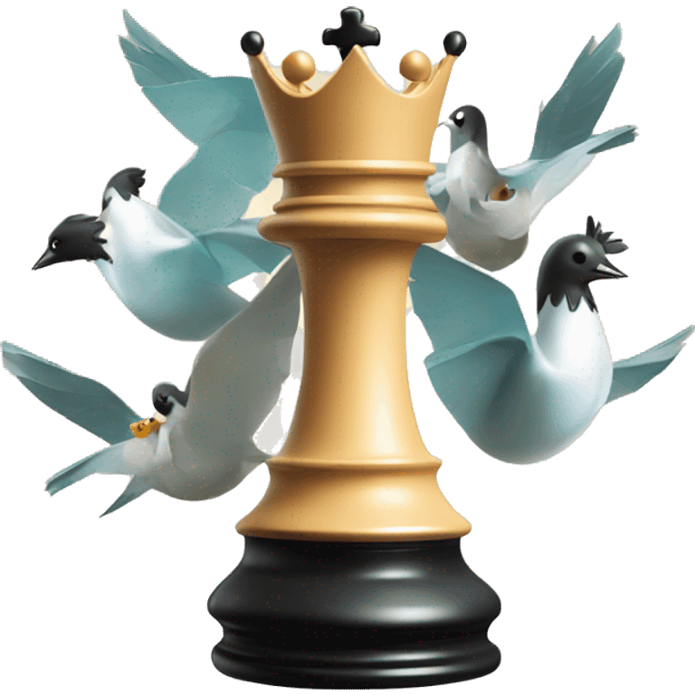 Chess piece, the king, on its side with birds flying above it in circles emoji