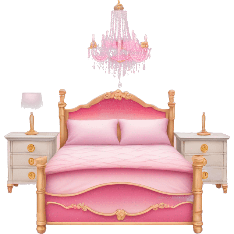 Pink ombre bed with glitter and chandelier  emoji