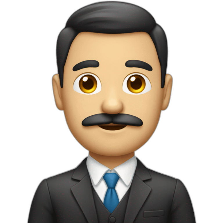 hombre de negocios que encoje los hombros con traje y sin bigotes emoji