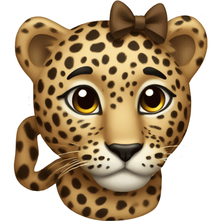 leopard with a brown bow  emoji