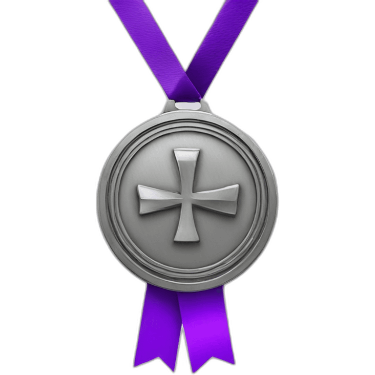 4th place medal made of pewter with a purple ribbon emoji